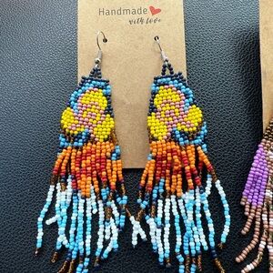 Colorful Beaded Fringe Earrings